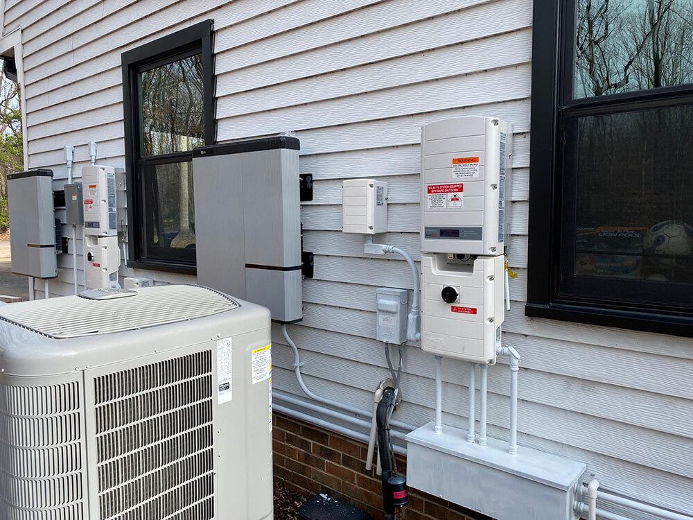 Close-up view of a dual battery system installed in Great Falls, Virginia