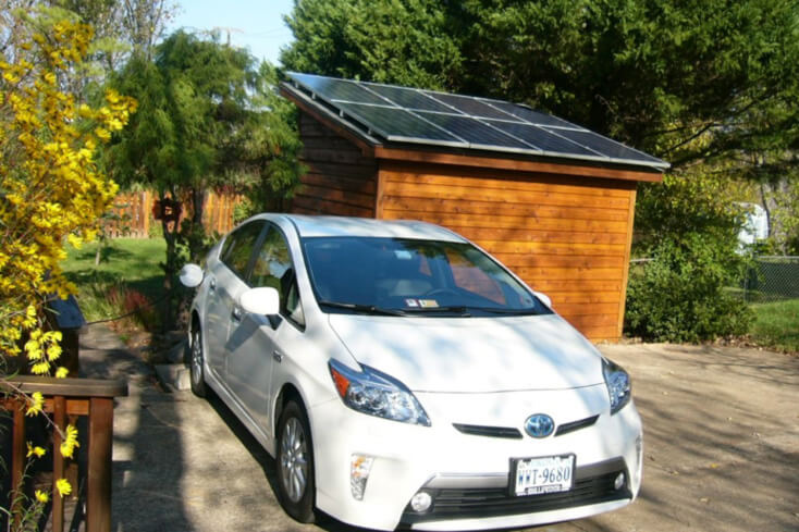 A solar PV system with an EV charger