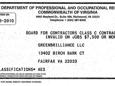 VA - Contractor License